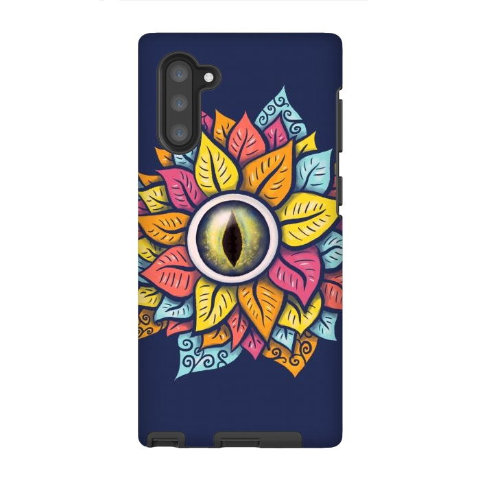 Galaxy Note 10 StrongFit Colorful Reptile Eye Flower Fun Weird Digital Art by Boriana Giormova