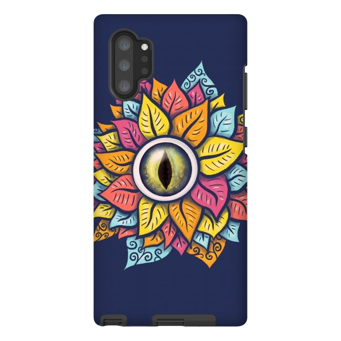 Galaxy Note 10 plus StrongFit Colorful Reptile Eye Flower Fun Weird Digital Art by Boriana Giormova