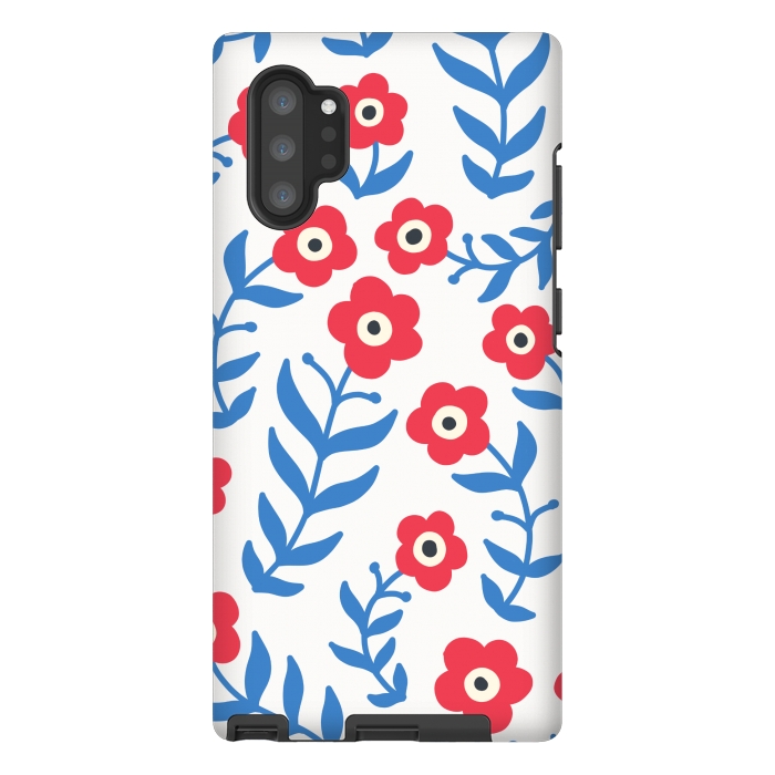 Galaxy Note 10 plus StrongFit Red flowers and blue leaves by Winston