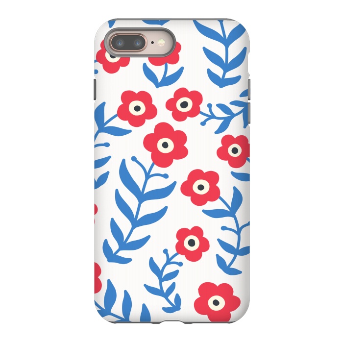 iPhone 7 plus StrongFit Red flowers and blue leaves by Winston