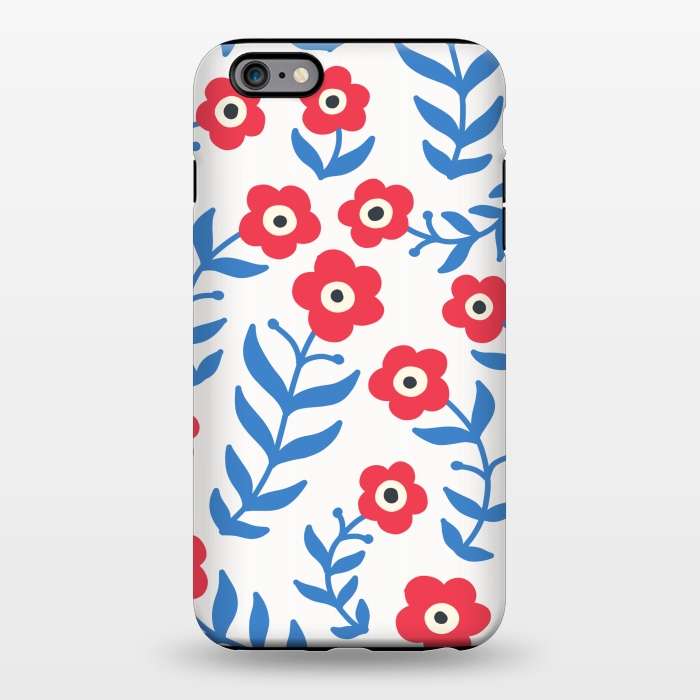 iPhone 6/6s plus StrongFit Red flowers and blue leaves by Winston