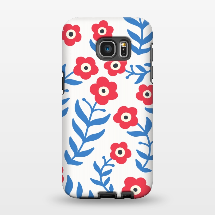 Galaxy S7 EDGE StrongFit Red flowers and blue leaves by Winston