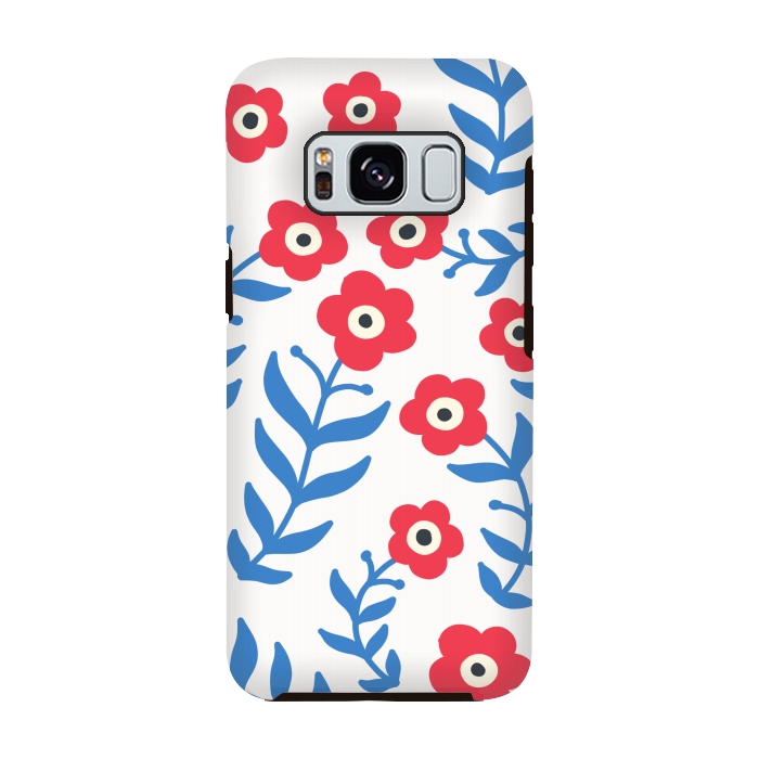Galaxy S8 StrongFit Red flowers and blue leaves by Winston