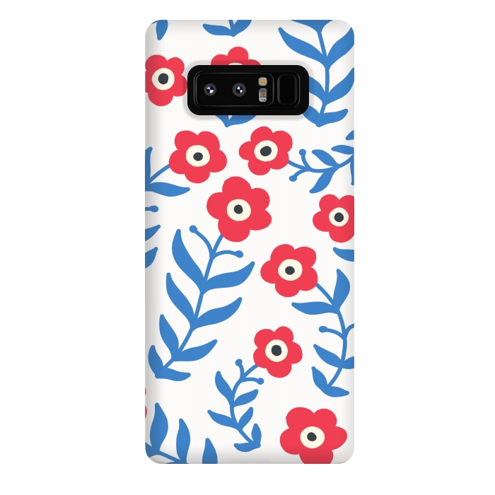 Galaxy Note 8 StrongFit Red flowers and blue leaves by Winston