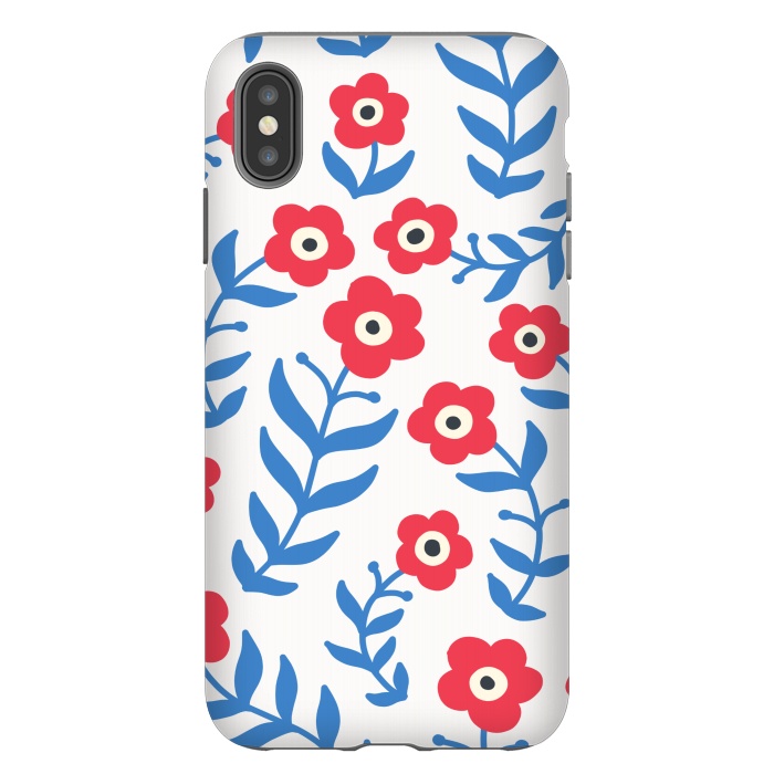 iPhone Xs Max StrongFit Red flowers and blue leaves by Winston