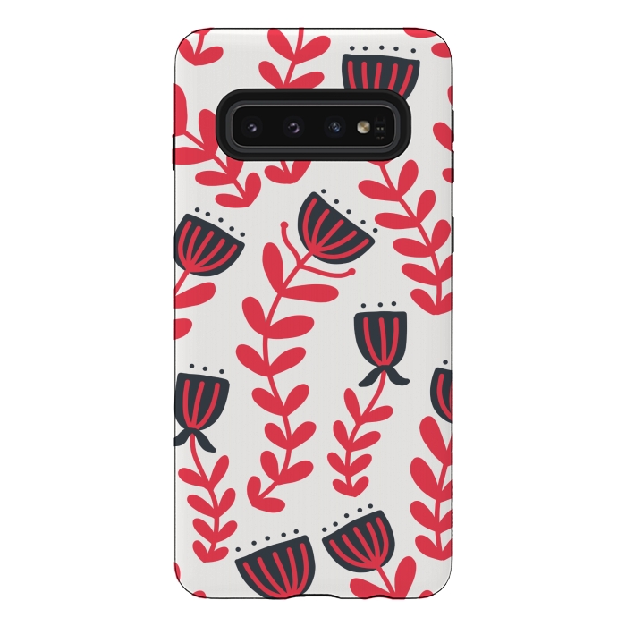 Galaxy S10 StrongFit Red flowers by Winston