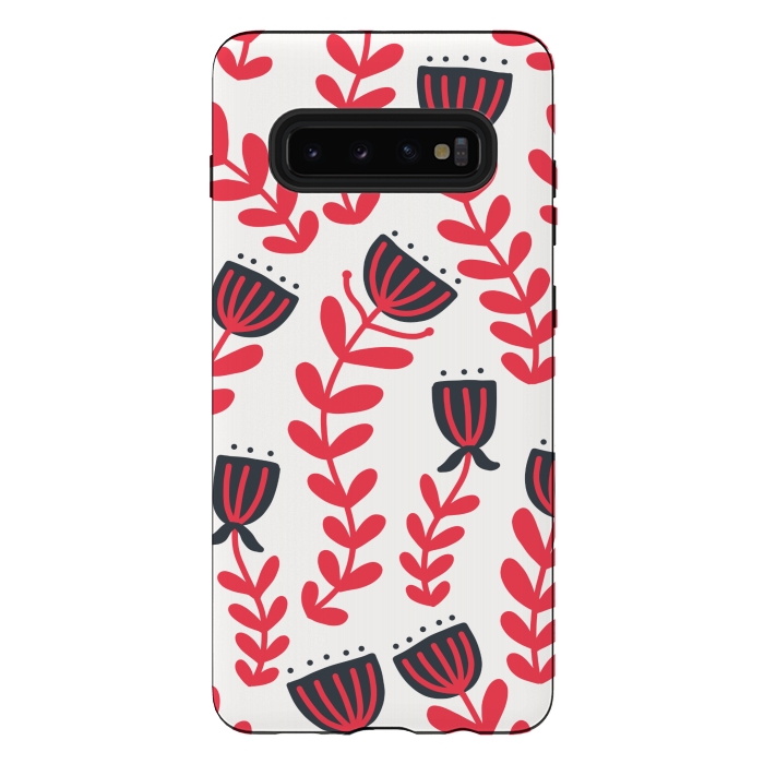 Galaxy S10 plus StrongFit Red flowers by Winston