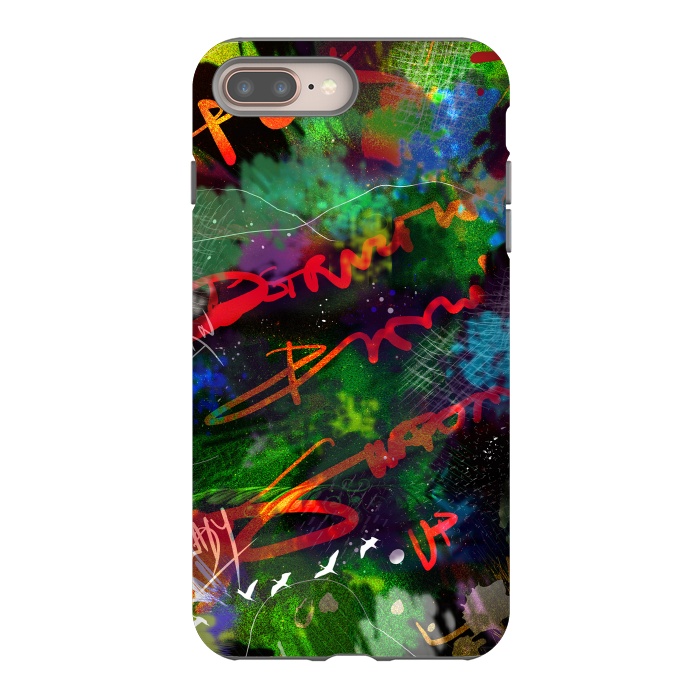 iPhone 7 plus StrongFit Born Ready abstract art green blue text typography by Josie