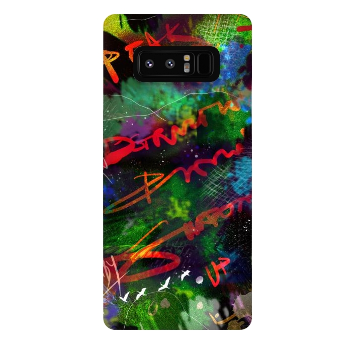 Galaxy Note 8 StrongFit Born Ready abstract art green blue text typography by Josie