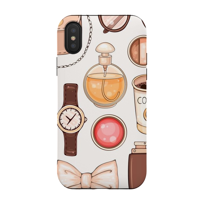 iPhone Xs / X StrongFit Fashion set of Woman's Accessories and Cosmetics by ArtsCase