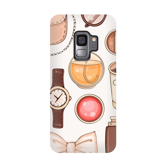 Galaxy S9 StrongFit Fashion set of Woman's Accessories and Cosmetics by ArtsCase