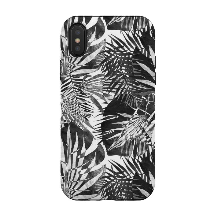 iPhone Xs / X StrongFit Black and white tropical leaves illusion by Oana 