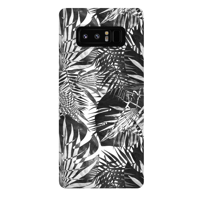 Galaxy Note 8 StrongFit Black and white tropical leaves illusion by Oana 