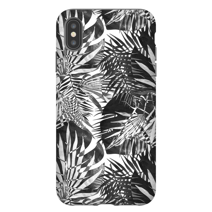 iPhone Xs Max StrongFit Black and white tropical leaves illusion by Oana 