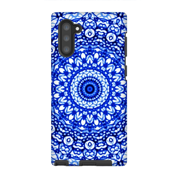 Galaxy Note 10 StrongFit Blue Mandala Mehndi Style G403  by Medusa GraphicArt