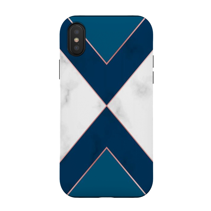 iPhone Xs / X StrongFit Blue and pink Marble with pink lines by ArtsCase