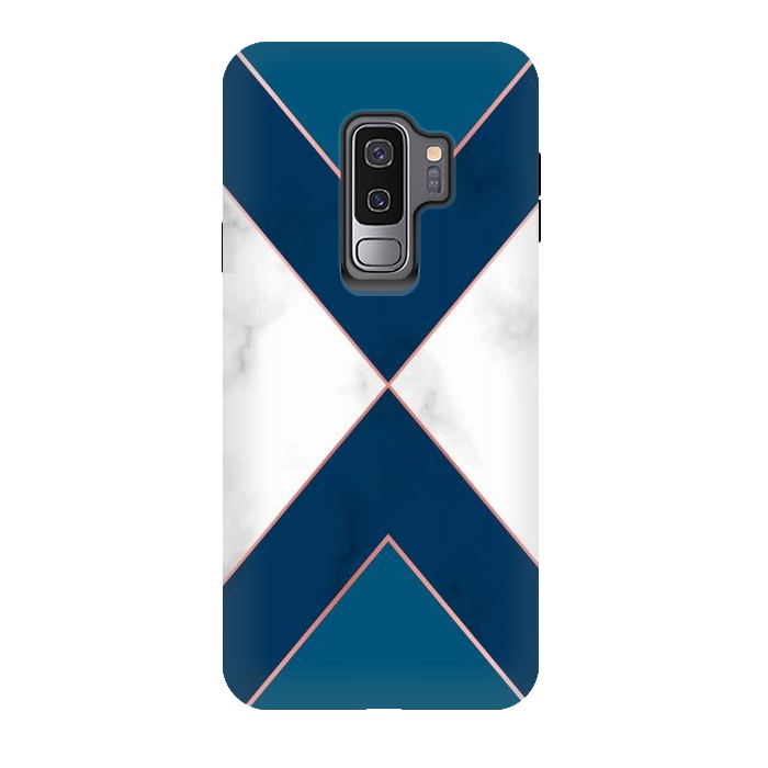 Galaxy S9 plus StrongFit Blue and pink Marble with pink lines by ArtsCase