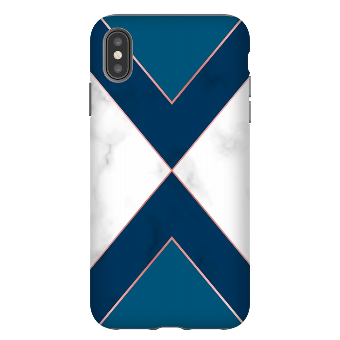 iPhone Xs Max StrongFit Blue and pink Marble with pink lines by ArtsCase