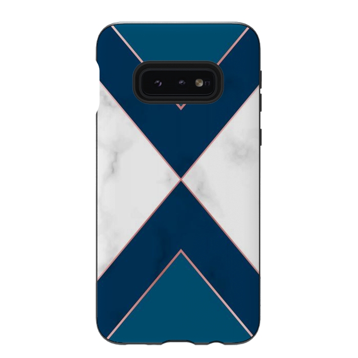 Galaxy S10e StrongFit Blue and pink Marble with pink lines by ArtsCase