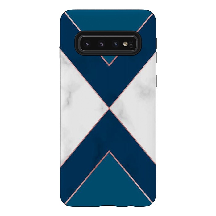 Galaxy S10 StrongFit Blue and pink Marble with pink lines by ArtsCase
