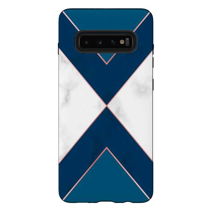Galaxy S10 plus StrongFit Blue and pink Marble with pink lines by ArtsCase