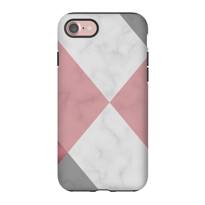 iPhone 7 StrongFit Gray and Rose Marble Geometric design by ArtsCase