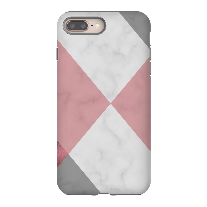 iPhone 7 plus StrongFit Gray and Rose Marble Geometric design by ArtsCase