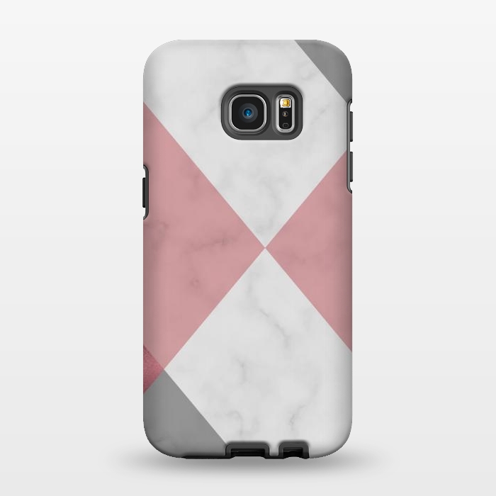 Galaxy S7 EDGE StrongFit Gray and Rose Marble Geometric design by ArtsCase
