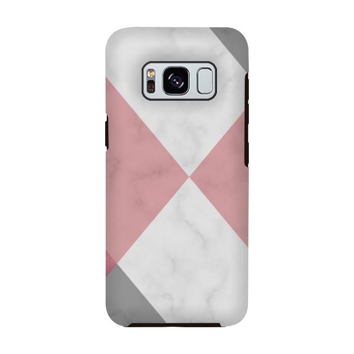 Galaxy S8 StrongFit Gray and Rose Marble Geometric design by ArtsCase