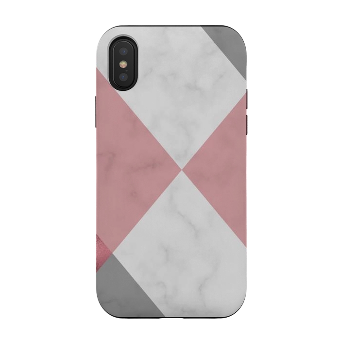 iPhone Xs / X StrongFit Gray and Rose Marble Geometric design by ArtsCase