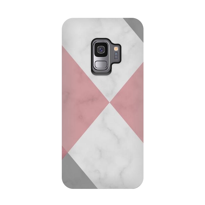 Galaxy S9 StrongFit Gray and Rose Marble Geometric design by ArtsCase