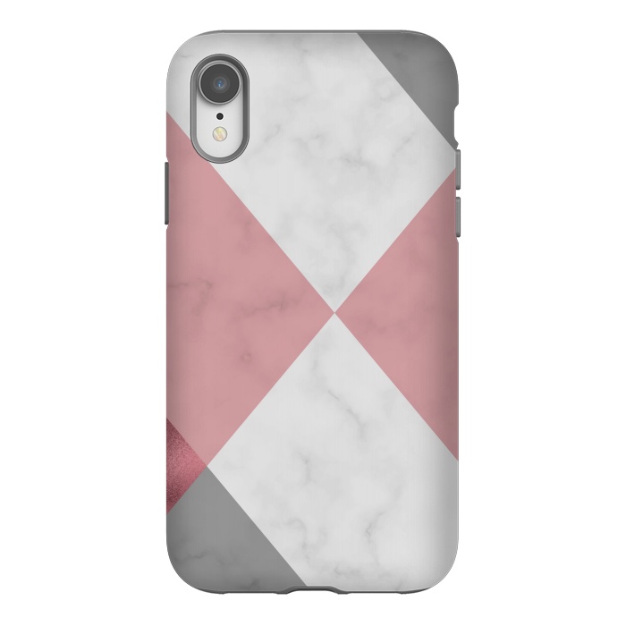 iPhone Xr StrongFit Gray and Rose Marble Geometric design by ArtsCase