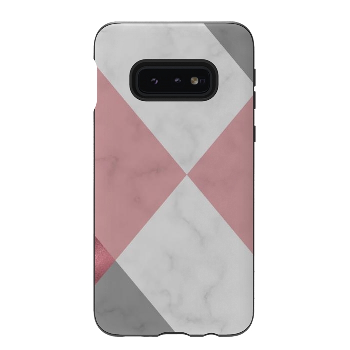 Galaxy S10e StrongFit Gray and Rose Marble Geometric design by ArtsCase