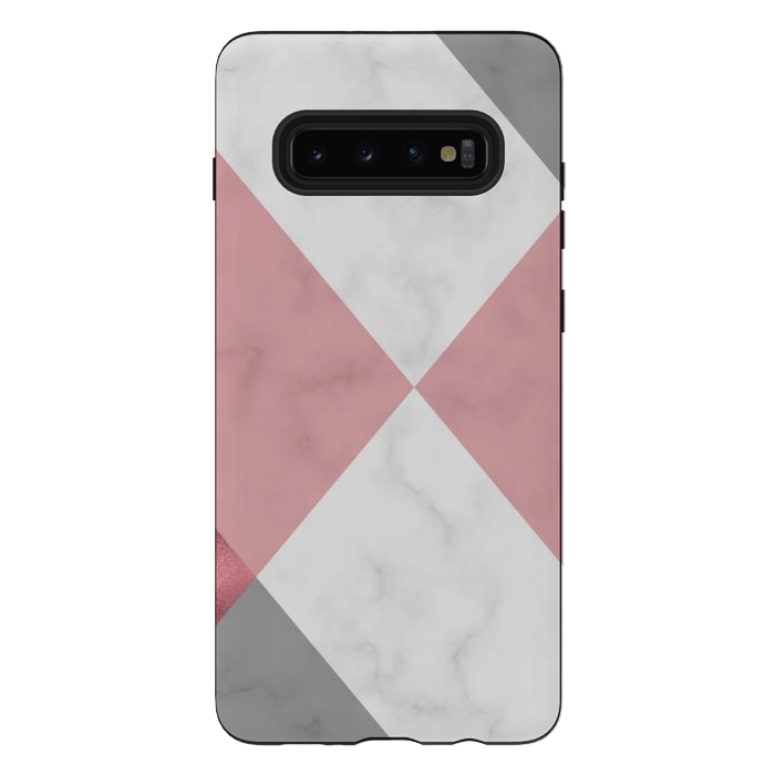 Galaxy S10 plus StrongFit Gray and Rose Marble Geometric design by ArtsCase