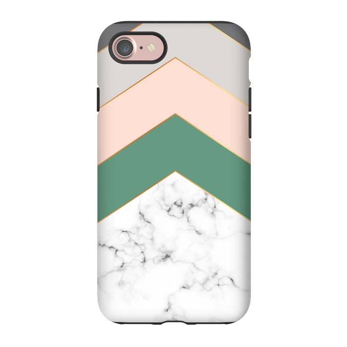 iPhone 7 StrongFit Green Rose and Gray Marble Geometric Design with gold lines by ArtsCase