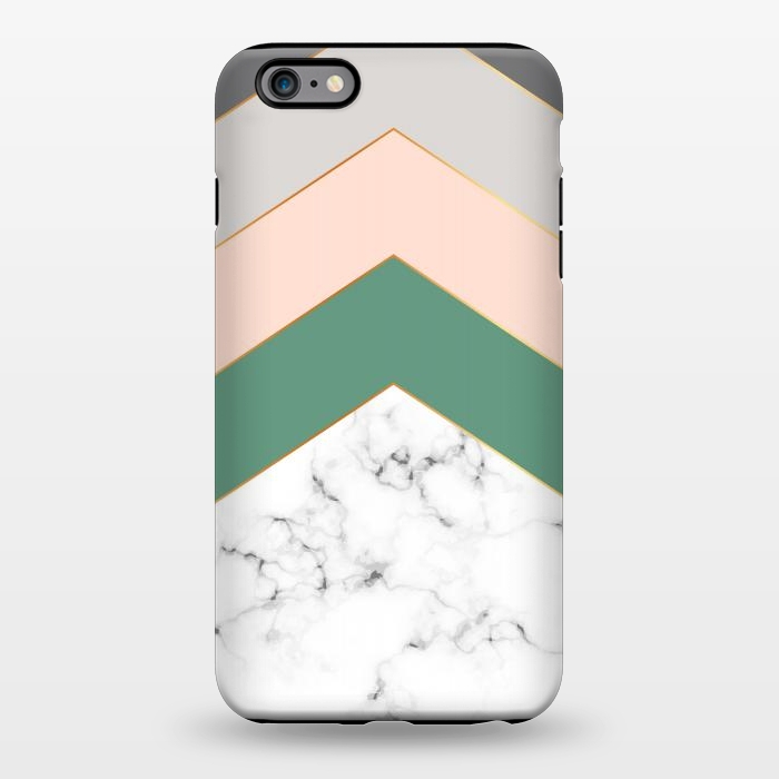 iPhone 6/6s plus StrongFit Green Rose and Gray Marble Geometric Design with gold lines by ArtsCase