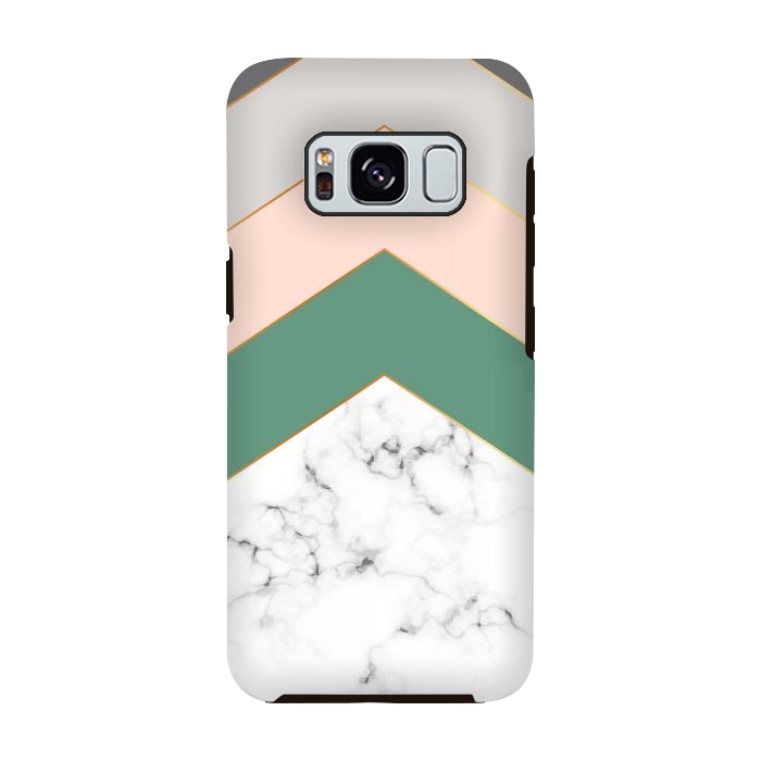 Galaxy S8 StrongFit Green Rose and Gray Marble Geometric Design with gold lines by ArtsCase