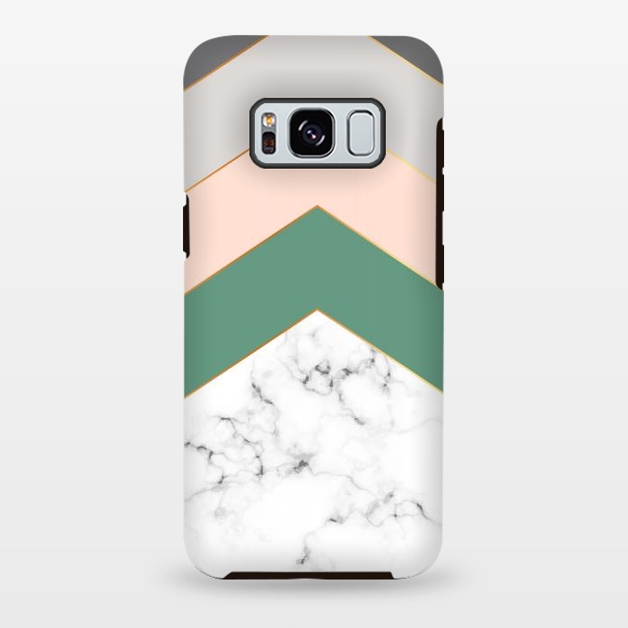 Galaxy S8 plus StrongFit Green Rose and Gray Marble Geometric Design with gold lines by ArtsCase
