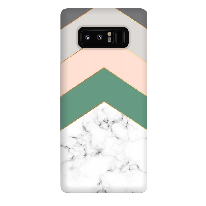 Galaxy Note 8 StrongFit Green Rose and Gray Marble Geometric Design with gold lines by ArtsCase