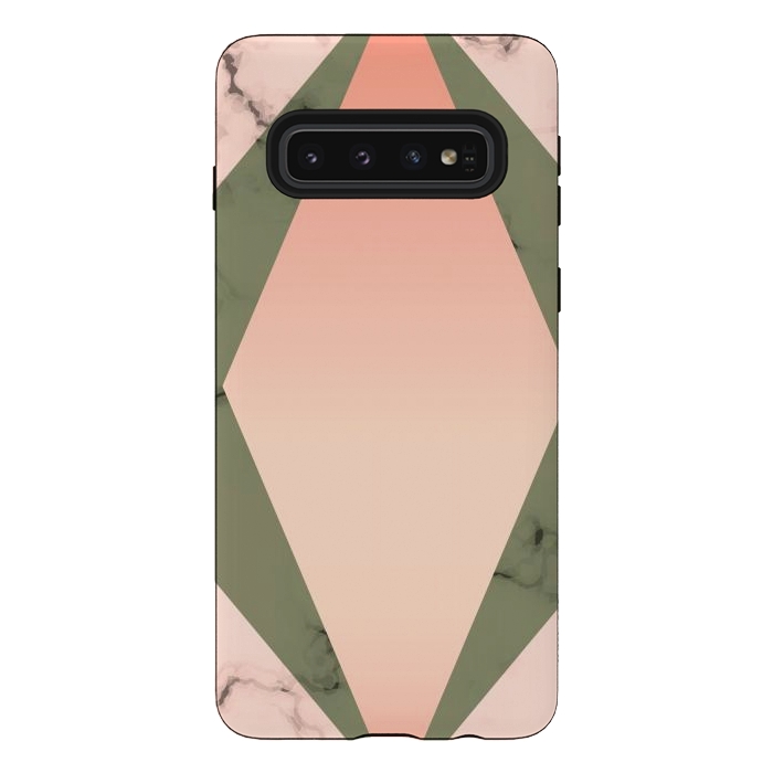 Galaxy S10 StrongFit Marble design with diamond figure by ArtsCase