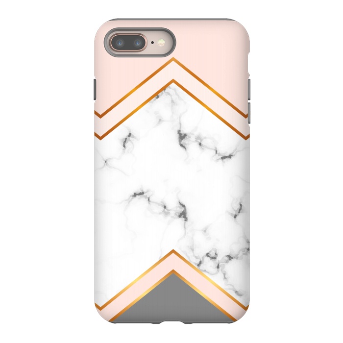 iPhone 7 plus StrongFit Marble with geomtric figures and gold lines by ArtsCase