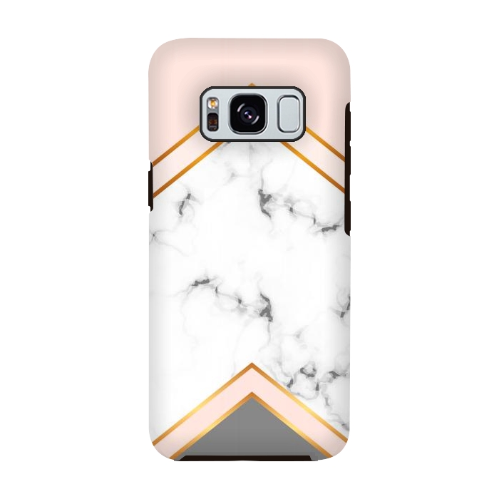 Galaxy S8 StrongFit Marble with geomtric figures and gold lines by ArtsCase