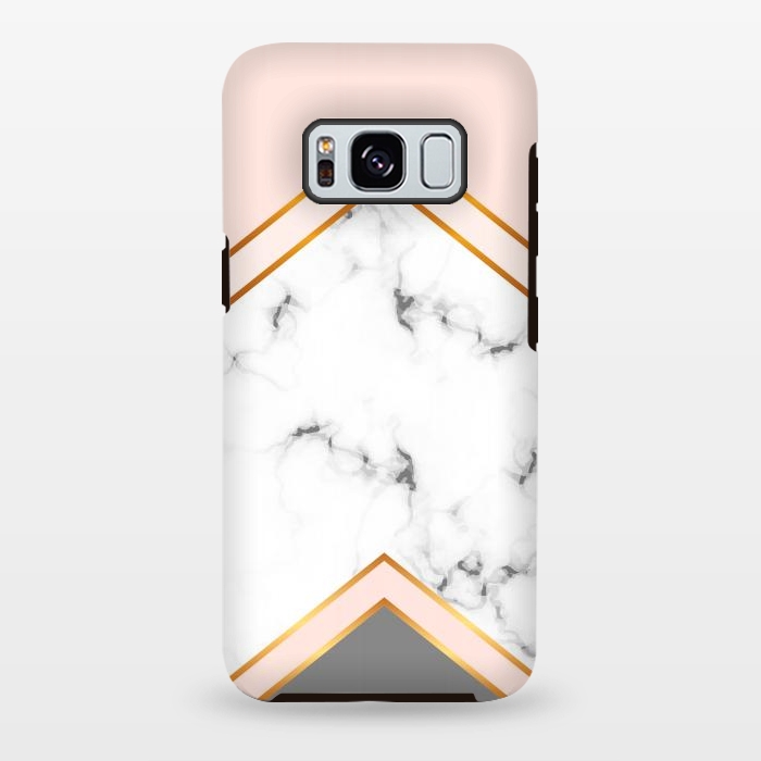 Galaxy S8 plus StrongFit Marble with geomtric figures and gold lines by ArtsCase