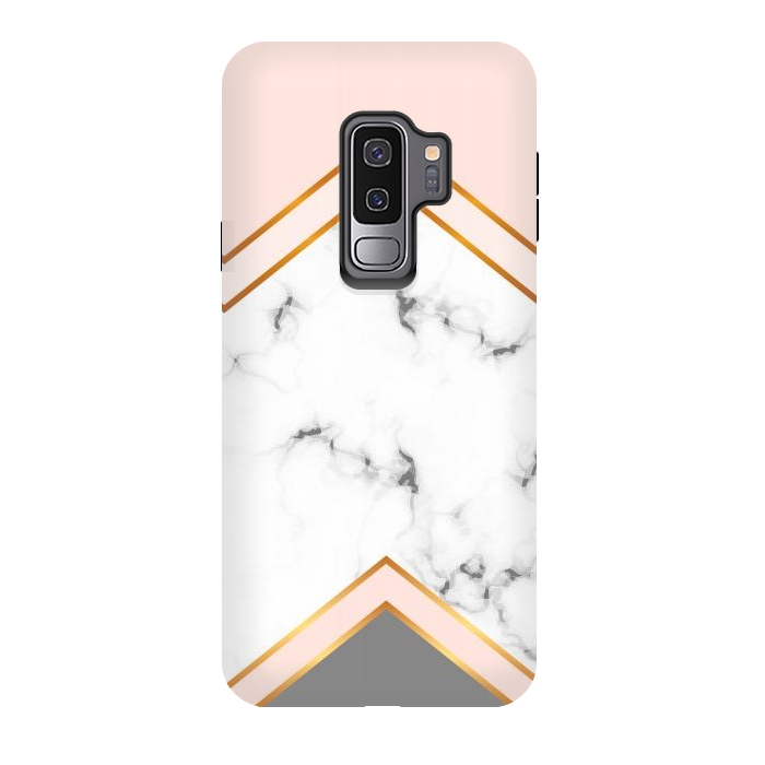 Galaxy S9 plus StrongFit Marble with geomtric figures and gold lines by ArtsCase
