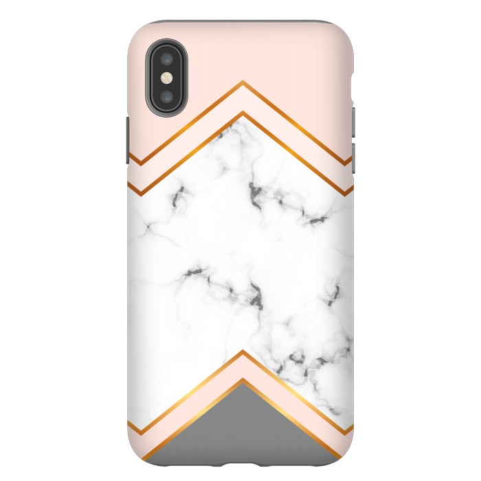 iPhone Xs Max StrongFit Marble with geomtric figures and gold lines by ArtsCase