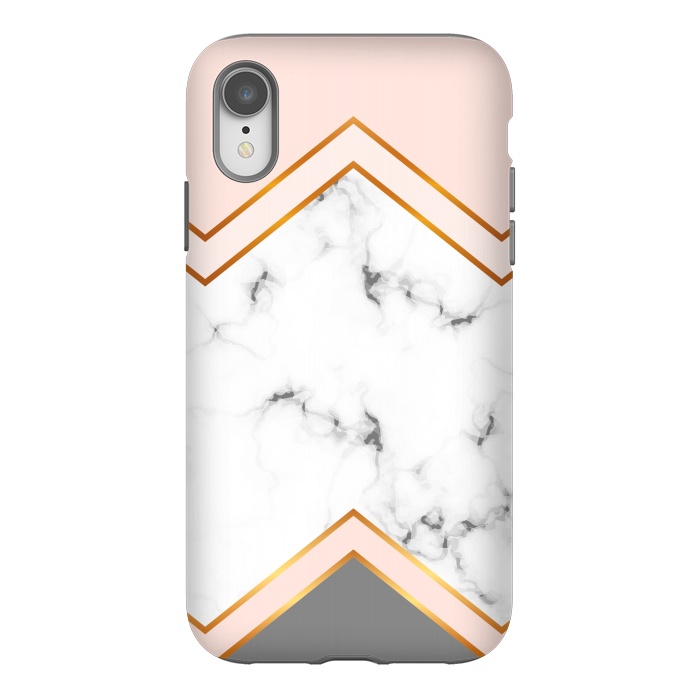 iPhone Xr StrongFit Marble with geomtric figures and gold lines by ArtsCase