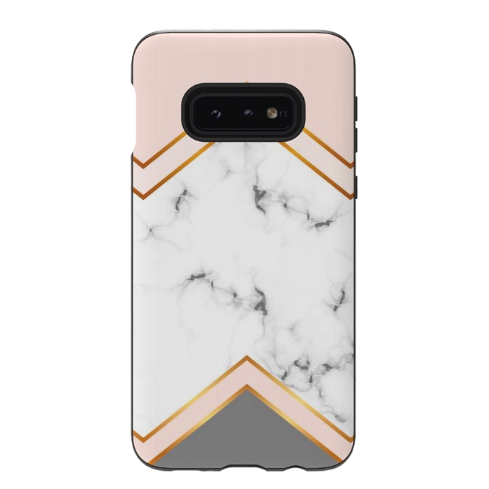 Galaxy S10e StrongFit Marble with geomtric figures and gold lines by ArtsCase