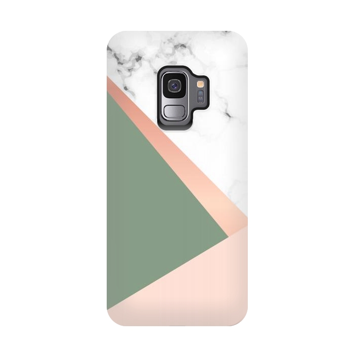 Galaxy S9 StrongFit Marble geometric design with triangular image by ArtsCase