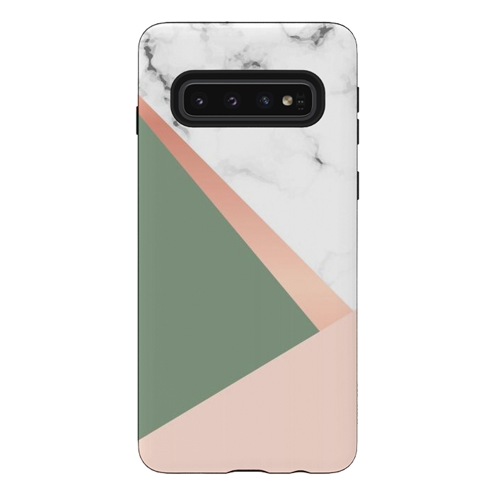 Galaxy S10 StrongFit Marble geometric design with triangular image by ArtsCase