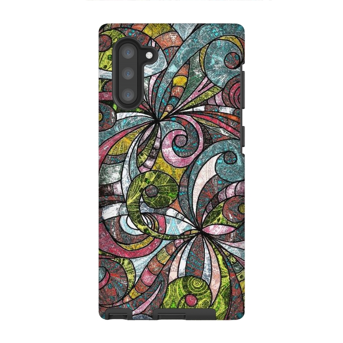 Galaxy Note 10 StrongFit Drawing Floral Zentangle G203 by Medusa GraphicArt